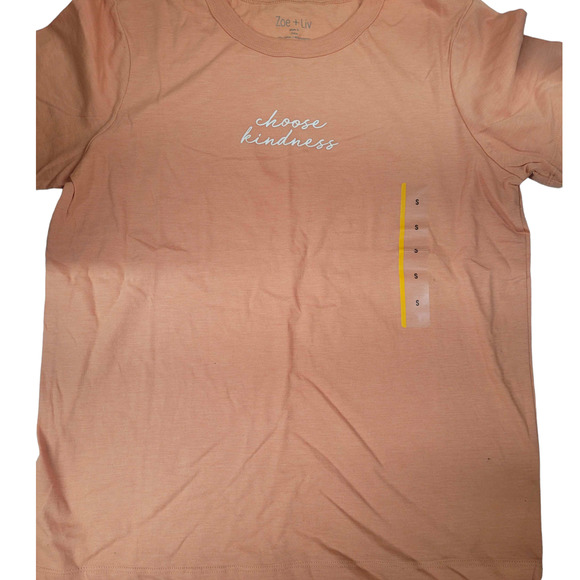 (2-PK) Women's Small "Choose Kindness" Short Sleeve Graphic T-Shirt - Misty Rose - Picture 4 of 7